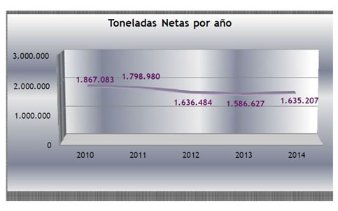 Gráfico: Toneladas Netas por año