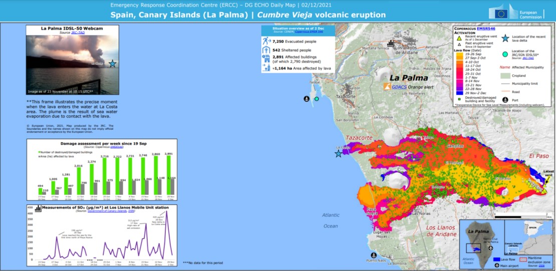 Mapa erupción volcánica en La Palma del 21 de septiembre de 2021