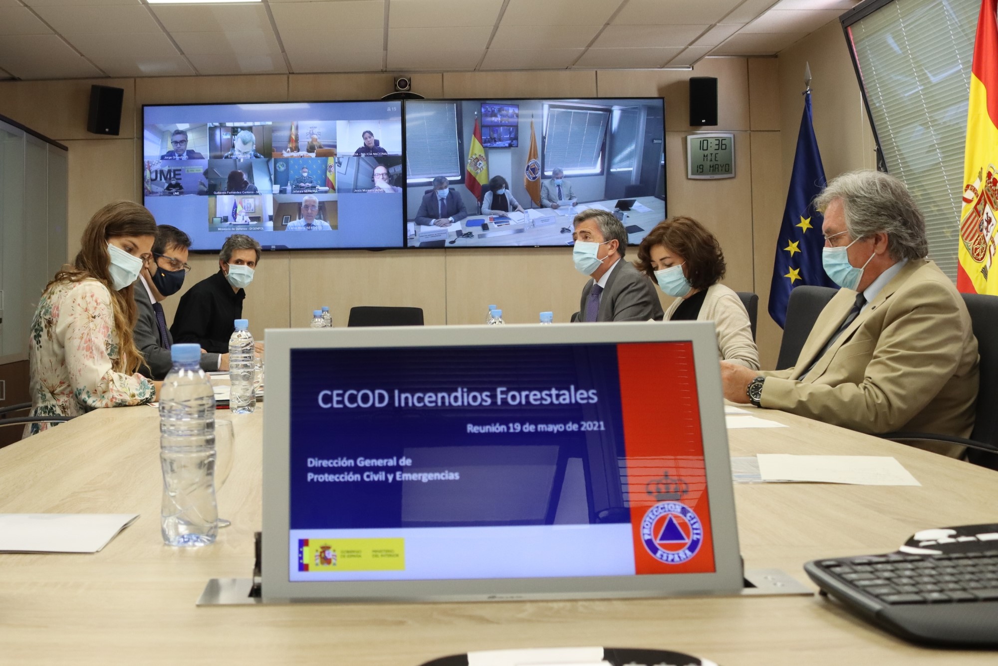 Reunión del CECOD en la sede del CENEM de la Dirección General de Protección Civil y Emergencias
