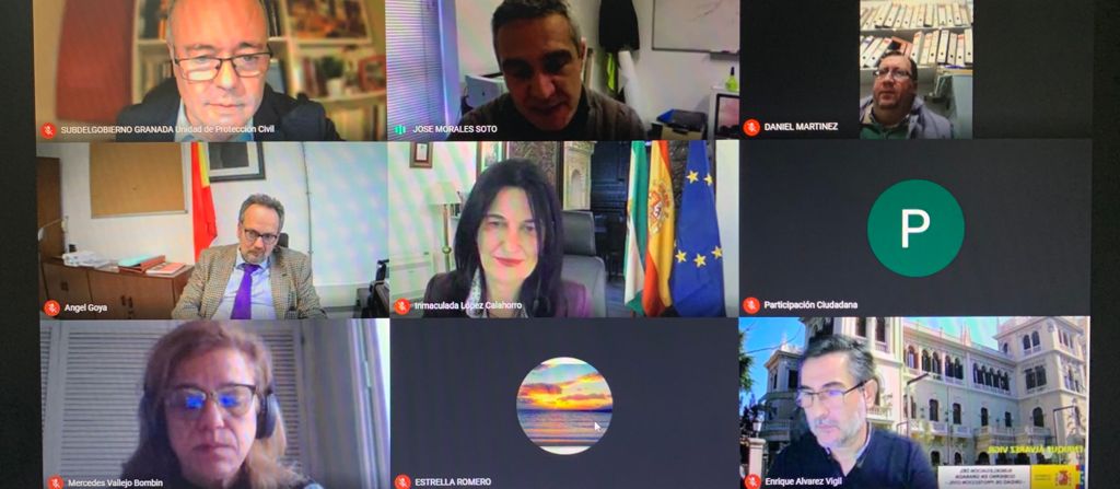 pantalla con los asistentes en el curso de Los medios de comunicación ante el riesgo sísmico