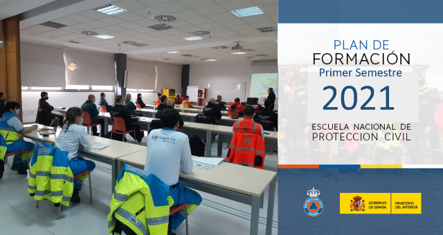 cartel del Plan de Formación de la Escuela Nacional de Protección Civil durante 2021
