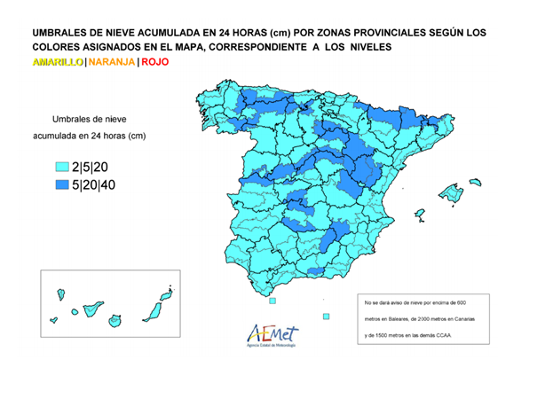 Imagen mapa de umbrales de nieve acumulada en 24 horas (cm)