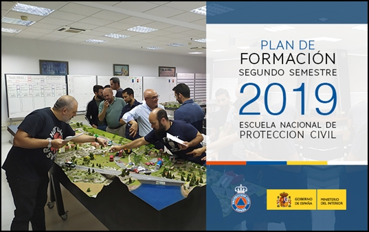 el cartel de plan de formación de la Escuela Nacional de Protección Civil 2019