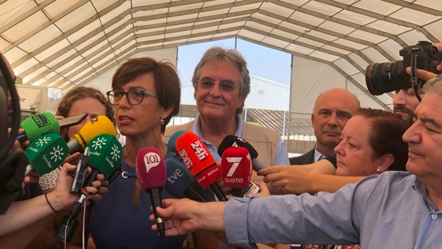 la subdelegada del Gobierno en Málaga, María Gámez, en la rueda de prensa