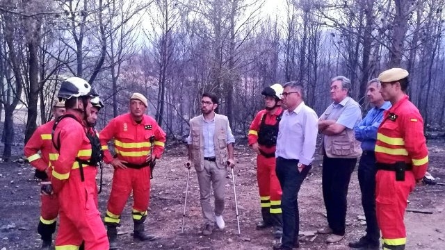 el director general visita las zonas afectadas por el incendio forestal de Llutxent