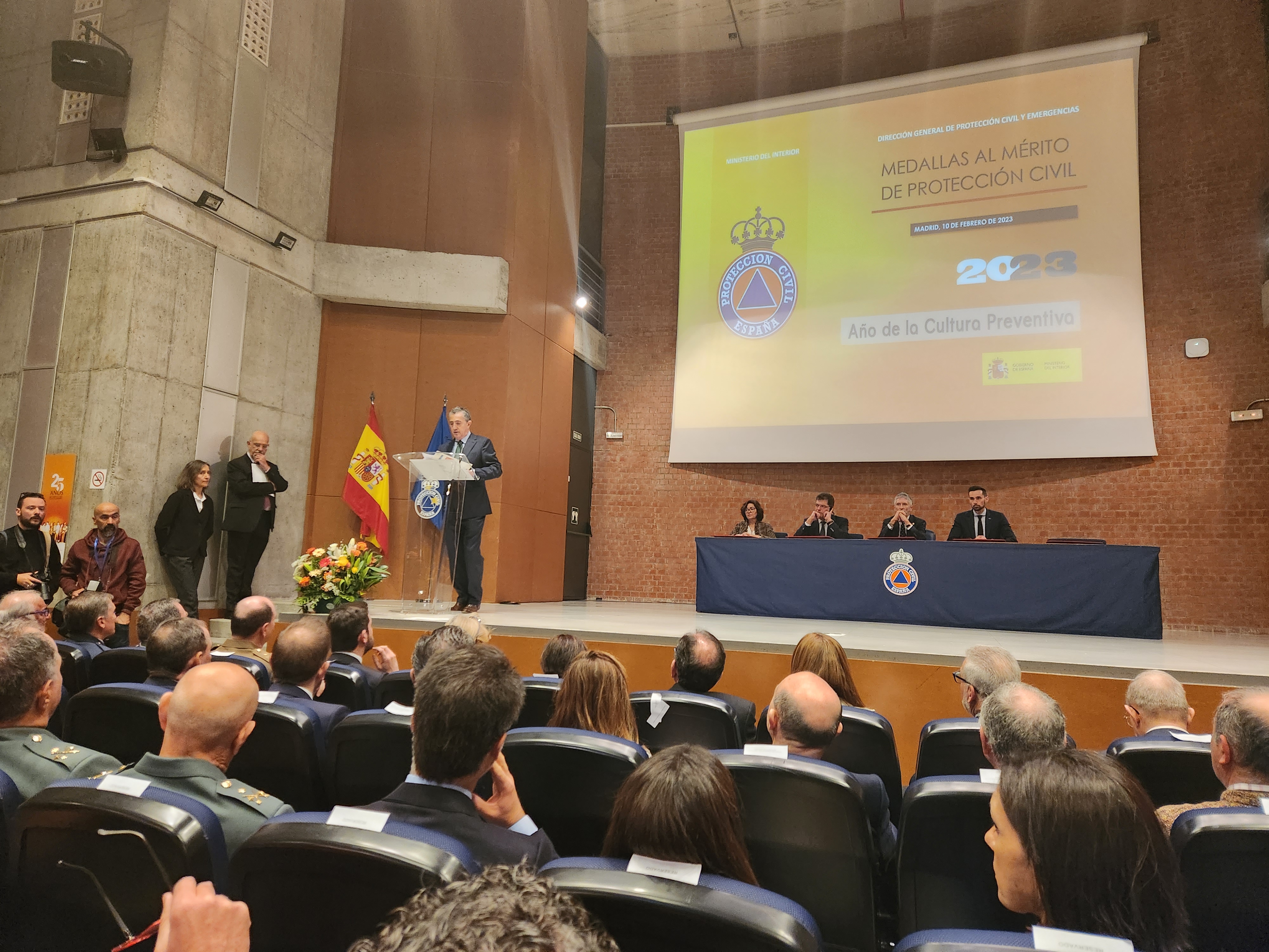 El director general de Protección Civil durante su discurso
