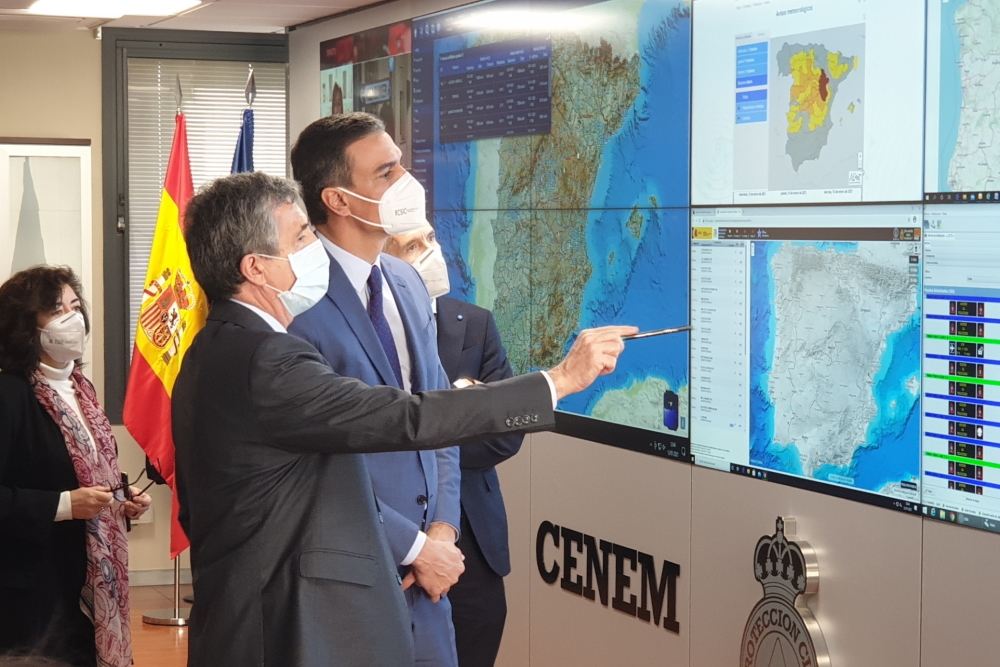 El presidente Pedro Sánchez acude a la sede de Protección Civil